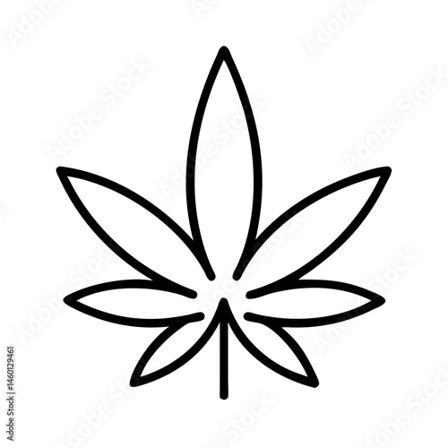 Cannabis Leaf Outline Illustration on White Background  