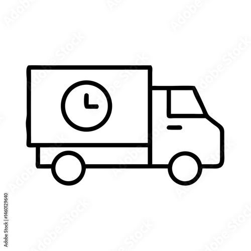 Delivery truck with clock symbol for timely transport  