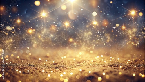 A twinkling, celestial backdrop with sparkling gold glitter and soft, warm lights, creating a magical, ethereal ambiance.