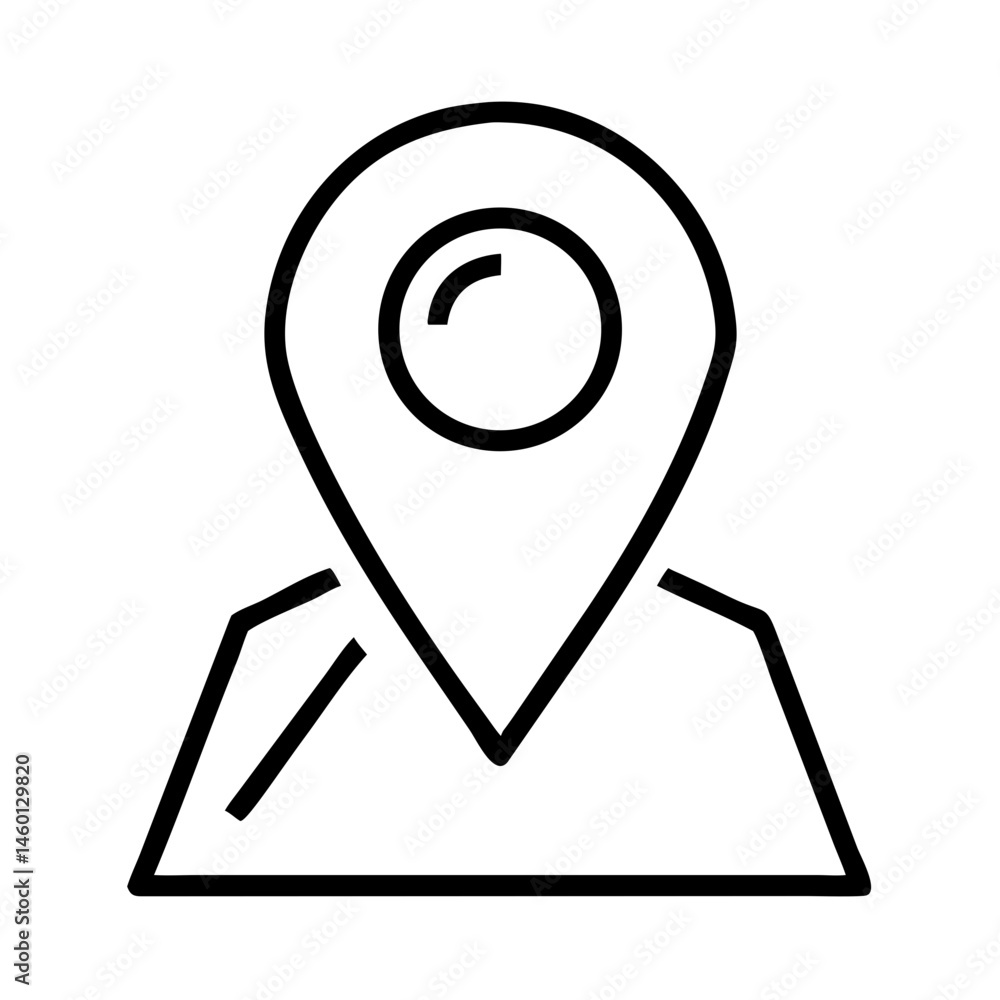Location Pin Icon with Map Outline in Minimalist Style Location Pin Icon with Map Outline in Minimalist Style