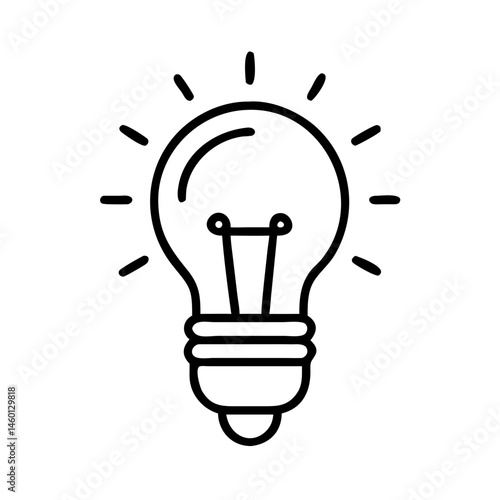 Lightbulb illustration with glowing effect on a white background  