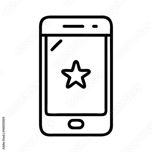 Smartphone with Star Icon in Minimalist Style  
