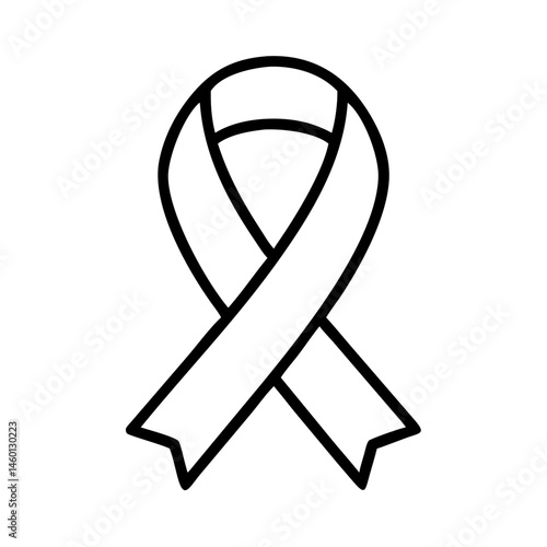 Awareness Ribbon Outline on White Background  