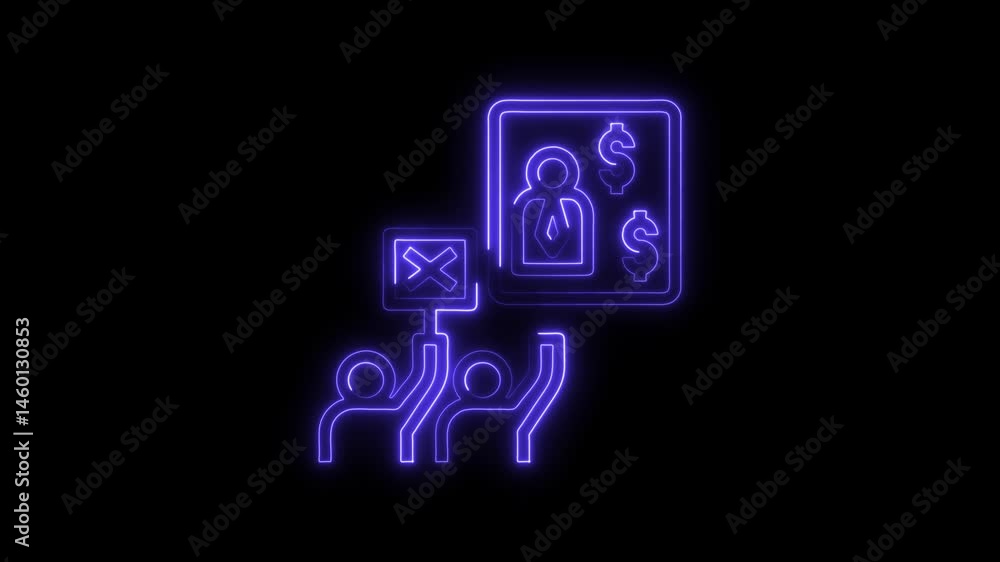 Neon protest against corruption concept people holding signs animated graphic element Neon protest against corruption concept people holding signs animated graphic element