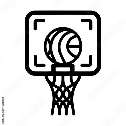 Basketball hoop with ball in motion against simple background  