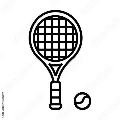 Tennis racket and ball illustration in minimalistic style  