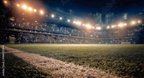 Crowd Watching a Match at a Large Stadium During a Night Sporting Event