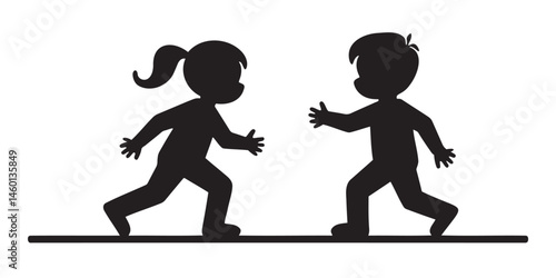 Children Running Towards Each Other 