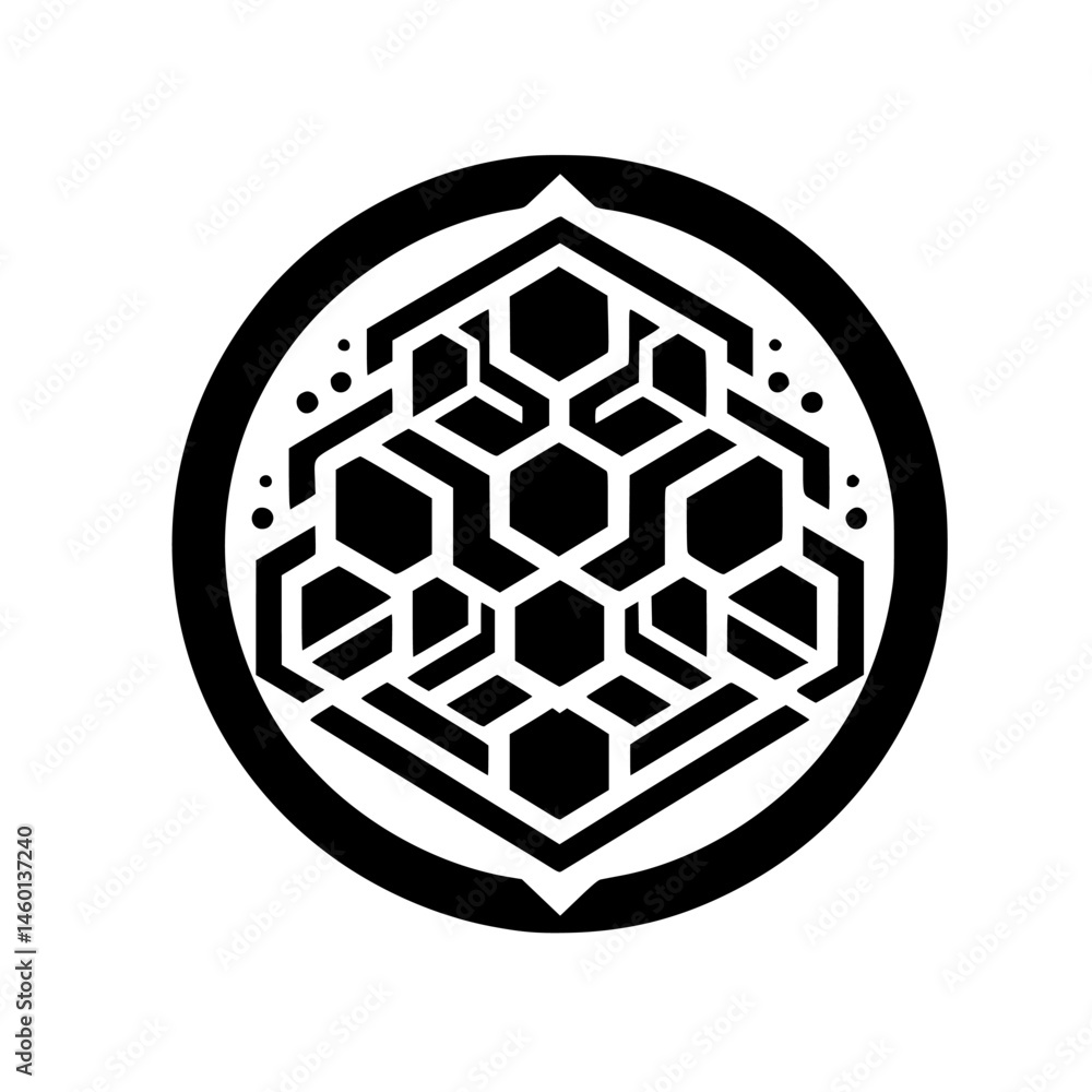 Geometric Vector Circle Design, Black and White, Minimalism Geometric Vector Circle Design, Black and White, Minimalism