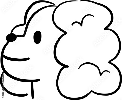 Poodle Dog Head with Fluffy Round Curls