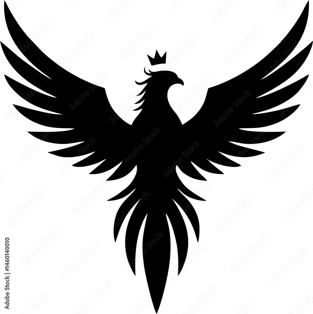 Phoenix Tattoo Design with Tail Morphing into Flames in Line Style Phoenix Tattoo Design with Tail Morphing into Flames in Line Style