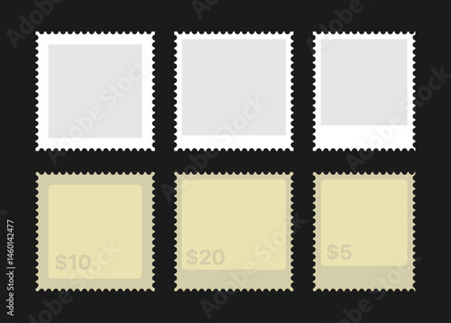 Vintage-style postage stamp vector with perforated edges and centered design. Ideal for mail, travel themes, retro designs, and graphic projects. Transparent background.