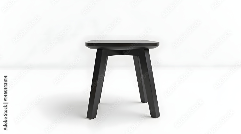 Fototapeta premium Modern minimalist black stool with a unique octagonal top design, showcasing sleek lines and sturdy legs.