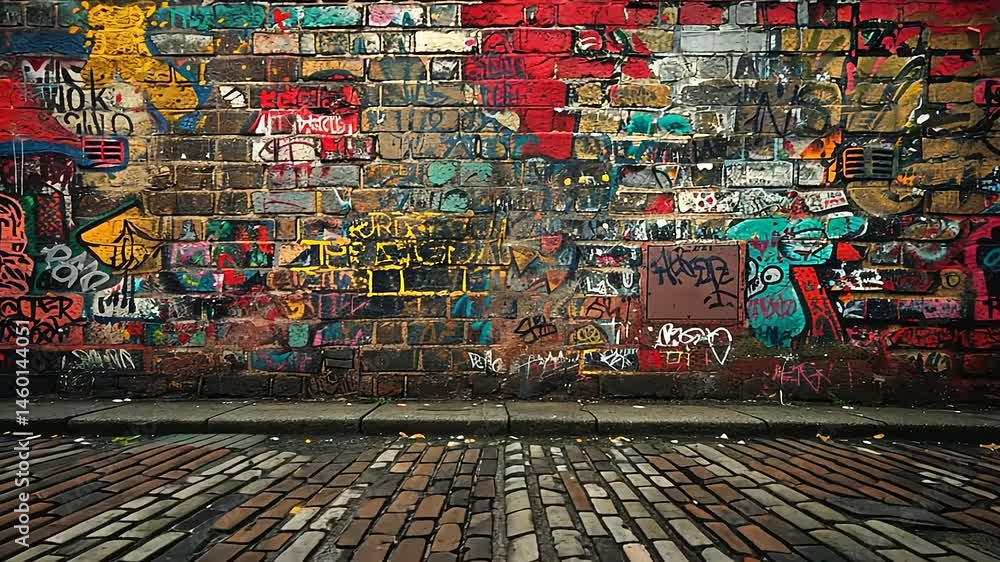 graffiti on a brick wall graffiti on a brick wall