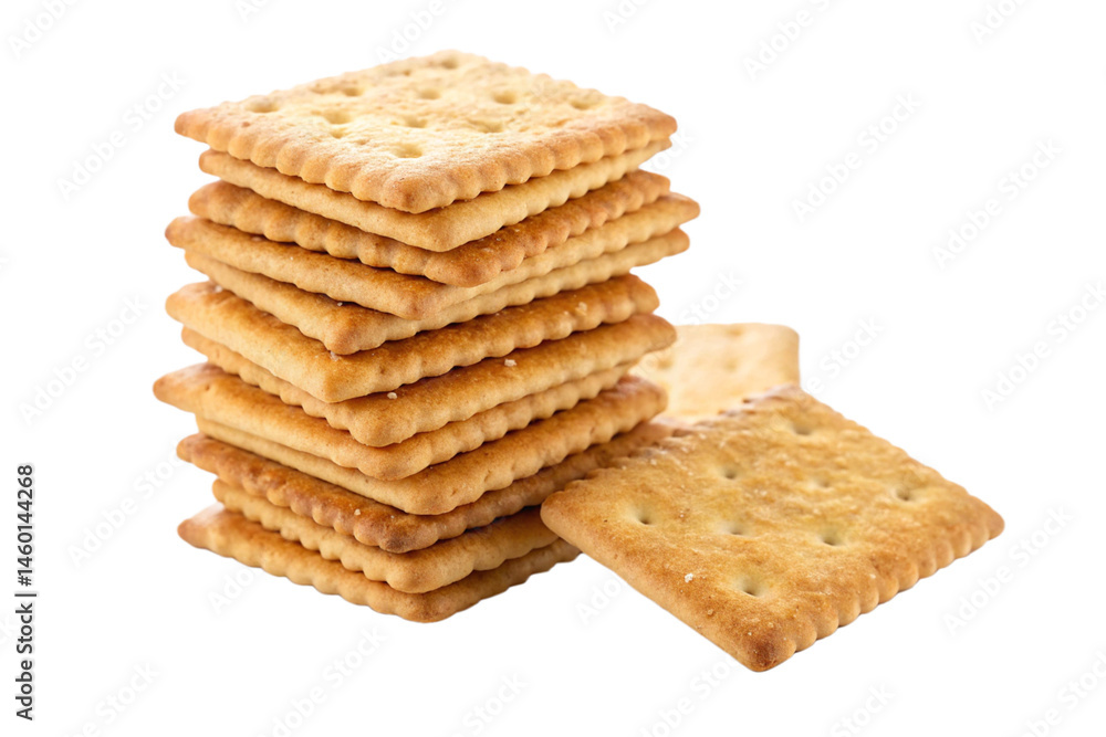 stacked pile of crispy saltine crackers, isolated on transparent background - generated by ai stacked pile of crispy saltine crackers, isolated on transparent background - generated by ai