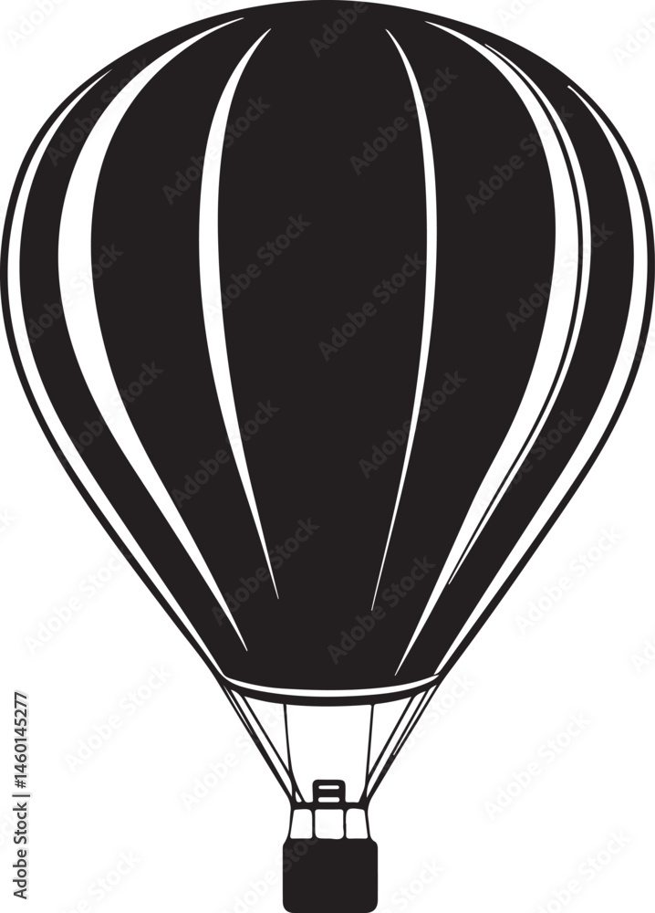 Obraz premium Air Balloon Silhouette Vector Illustration on Transparent Background