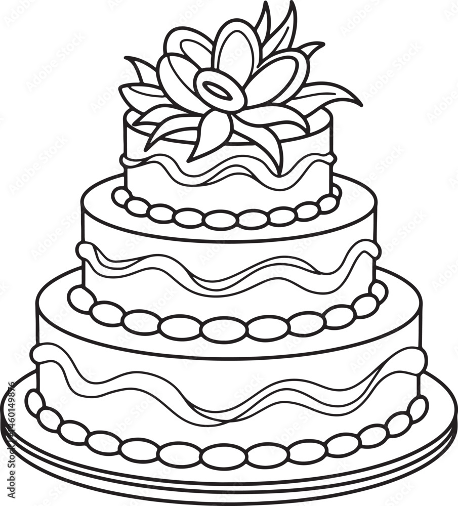 Happy Birthday Cake Outline vector illustration isolated On Transparent Background Happy Birthday Cake Outline vector illustration isolated On Transparent Background