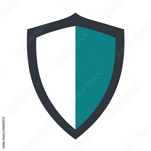 Free Download Shield Graphic Element Featuring Two Distinct Color Fields, Isolated on White Background with Dark Gray Outline. - GFXLoad