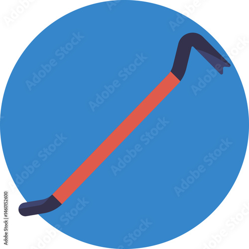 Firefighter crowbar used for prying open doors or windows during rescue operations.