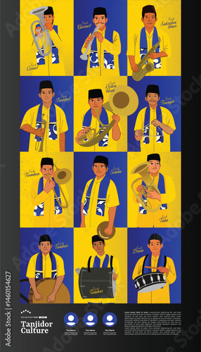 Creative Colorful layout idea with tanjidor Jakarta Indonesian culture Illustration