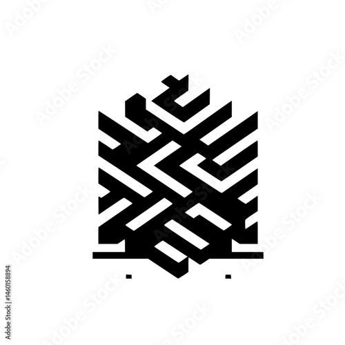 Abstract Geometric Maze in Black and White