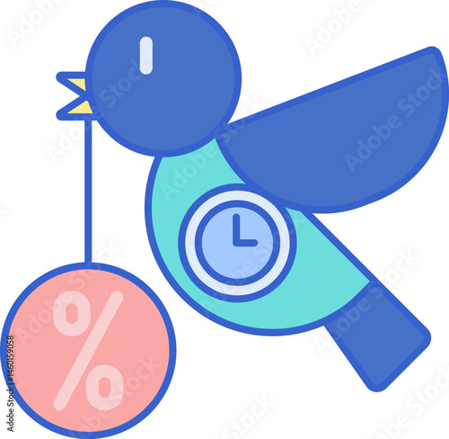 early bird illustration on a white background     