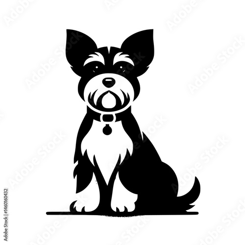 Minimalist Schnauzer Dog Illustration, Black and White Icon, Logo