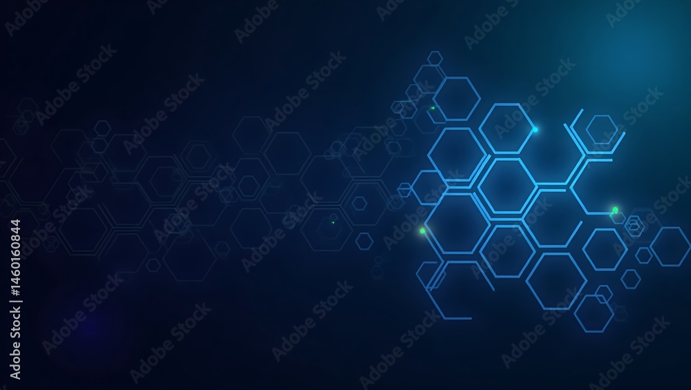 Abstract Technology Background with Glowing Hexagonal Geometric Shapes Abstract Technology Background with Glowing Hexagonal Geometric Shapes