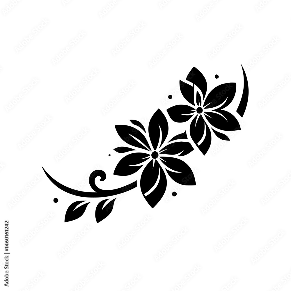 Obraz premium Elegant Black Floral Design on White, Minimalist Vector