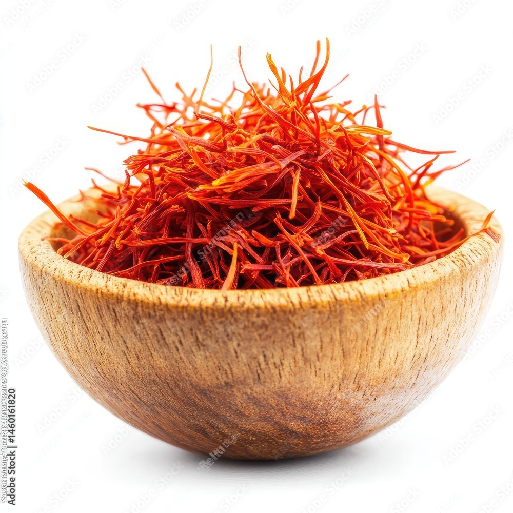 Fototapeta premium Saffron threads in a wooden bowl