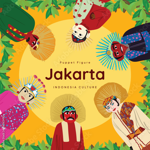 Colorful layout Indonesia Jakarta culture flat Illustration