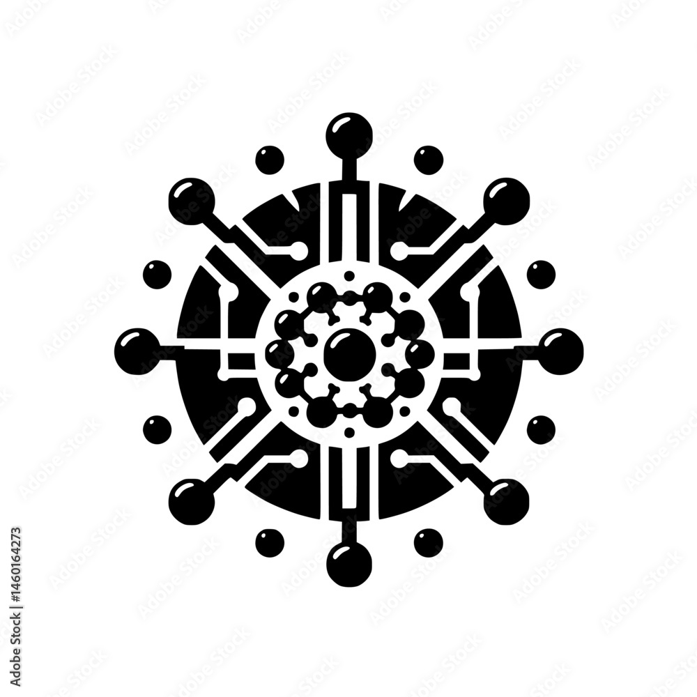 Abstract Tech Circuitry Design, Black & White, Modern Logo Abstract Tech Circuitry Design, Black & White, Modern Logo