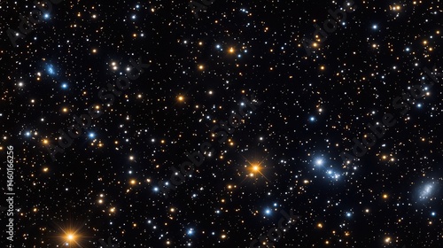 Starry expanse of the universe.  Distant celestial bodies scattered across the inky void