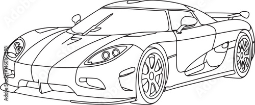 Sports Car Outline vector illustration isolated On Transparent Background