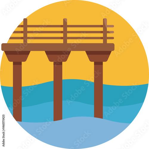 Wooden structure extending into the water, used for recreational or commercial fishing.