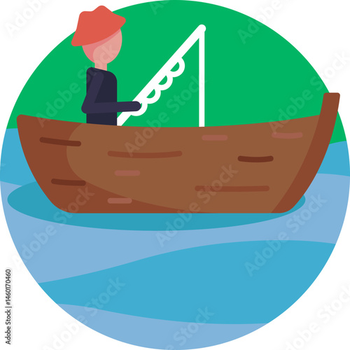 A sailboat with a single mast, used for leisurely fishing trips on calm waters.
