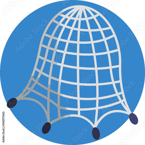 A tool for trapping fish, consisting of a mesh fabric that is cast into the water to ensnare aquatic creatures.