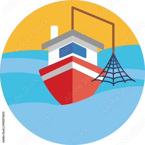 A boat typically used by fishermen to navigate waterways and harvest seafood.