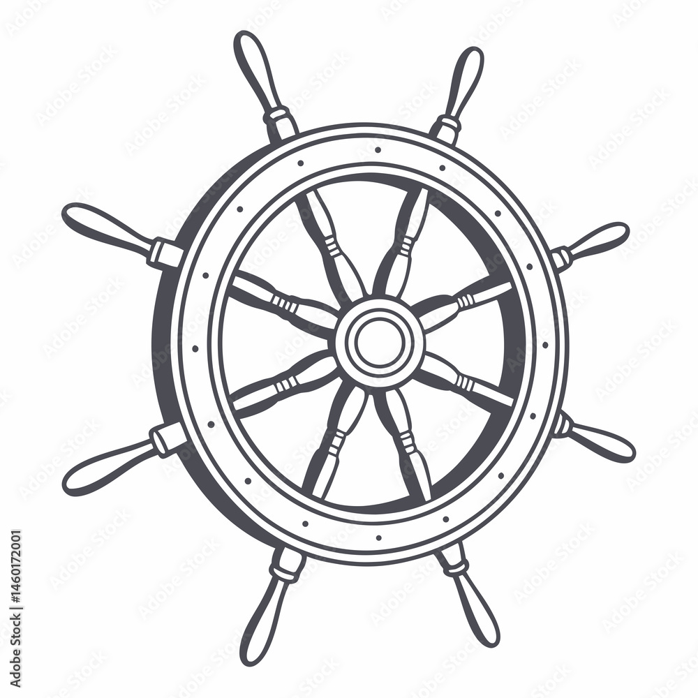 Obraz premium Classic Ship Wheel Nautical Illustration Design Element