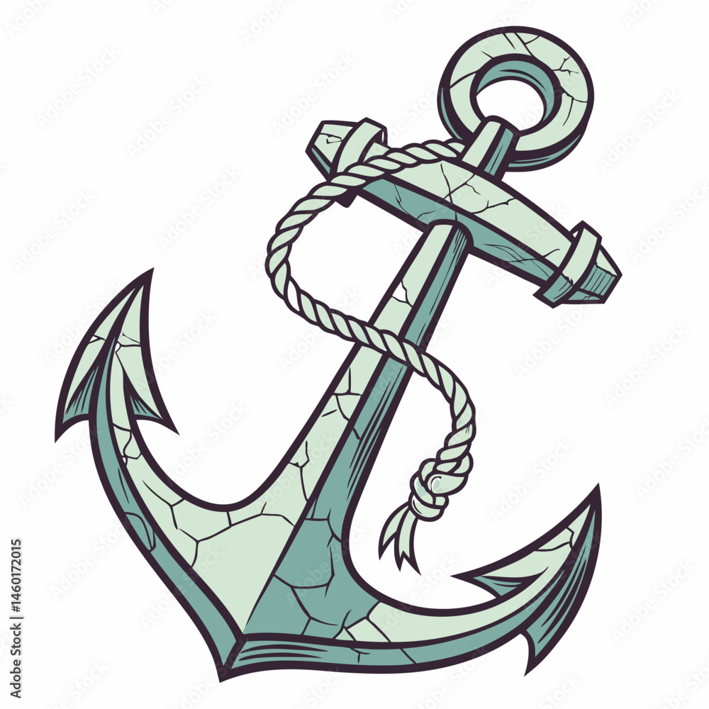Naklejka premium Vintage Nautical Anchor with Rope Design Element Illustration