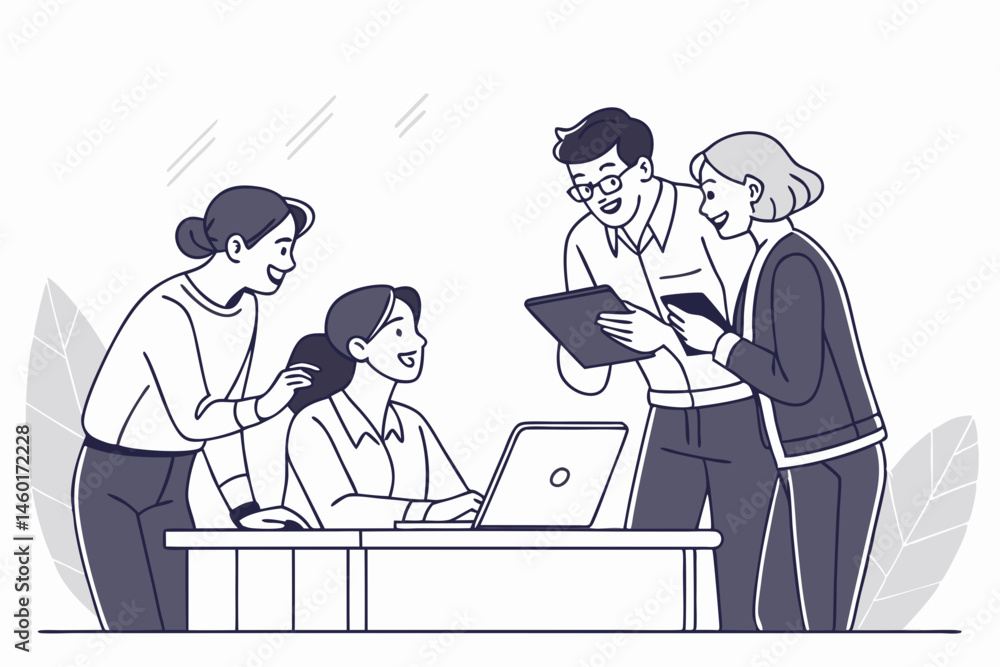 Fototapeta premium Collaborative Teamwork Business People Working Together on Project