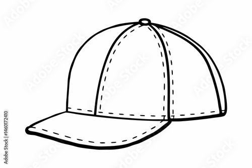 Outline Drawing of a Classic Baseball Cap with a Bill
