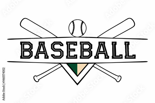Baseball Emblem Design with Crossed Bats and Ball