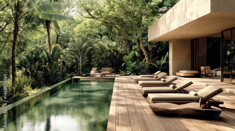 Fototapeta premium Tropical Poolside Villa Retreat