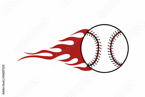 Fiery Baseball Design  Sporty Graphic with Flames