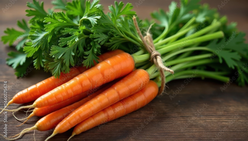 Bundle of fresh organic carrots tied with twine , organic, vegetarian Bundle of fresh organic carrots tied with twine , organic, vegetarian