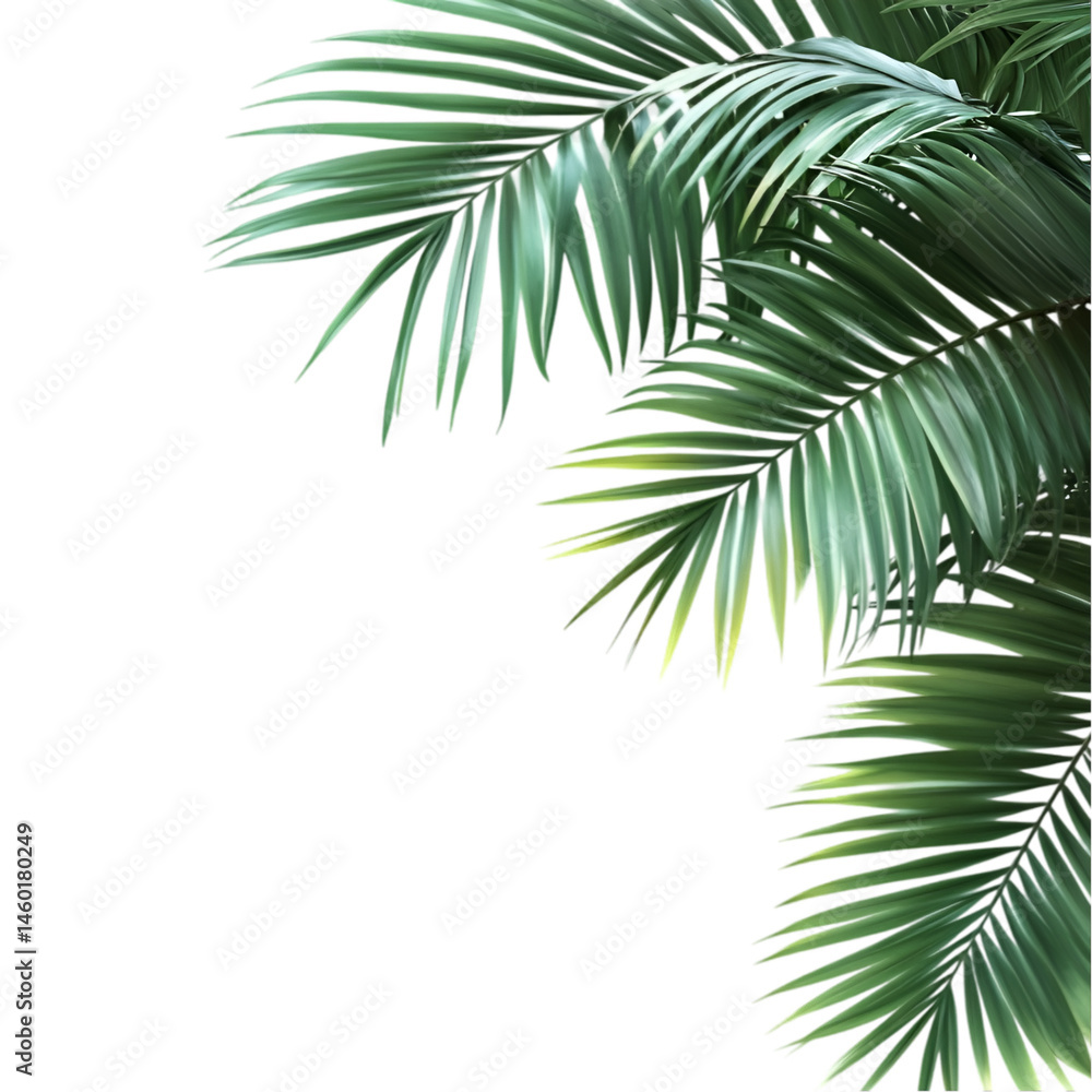 Naklejka premium Lush Green Palm Fronds Tropical Leaves Nature Background