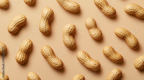 Wallpaper Mural Whole peanuts in shell on beige background, pattern Torontodigital.ca