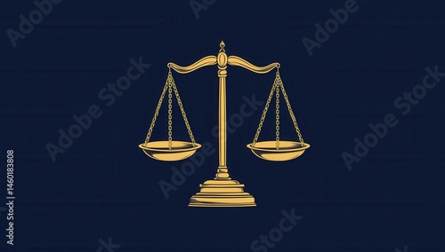 Justice scales on navy background
