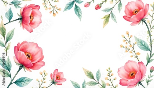 Delicate watercolor floral pattern on white background, photography, delicate, watercolor